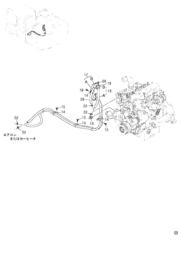 Схема запчастей Hitachi ZX130LCN - 126_HEATER PIPING (060001-). 01 UPPERSTRUCTURE