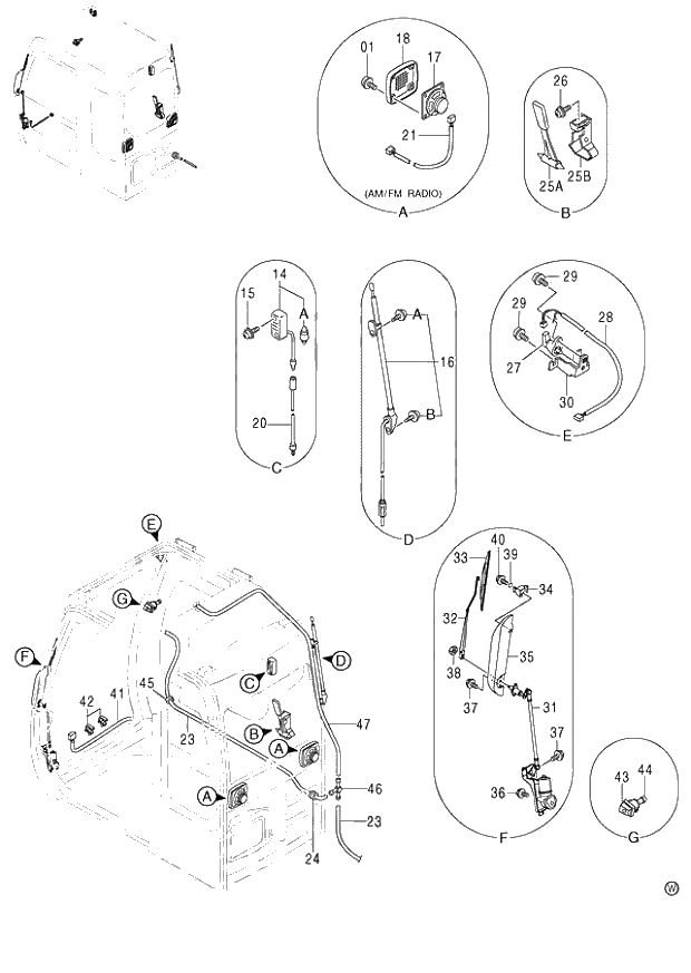 Схема запчастей Hitachi ZX120-E - 145_CAB (1)(HG Type) K (060001-). 01 UPPERSTRUCTURE