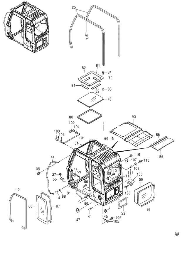 Схема запчастей Hitachi ZX120-E - 147_CAB (2)(HG Type) K (060001-). 01 UPPERSTRUCTURE