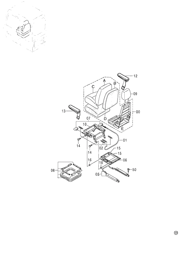 Схема запчастей Hitachi ZX130K - 176_SEAT (VINYL) (060001-). 01 UPPERSTRUCTURE