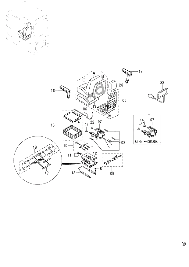 Схема запчастей Hitachi ZX120 - 178_SUSPENSION SEAT (VINYL) (060001-). 01 UPPERSTRUCTURE
