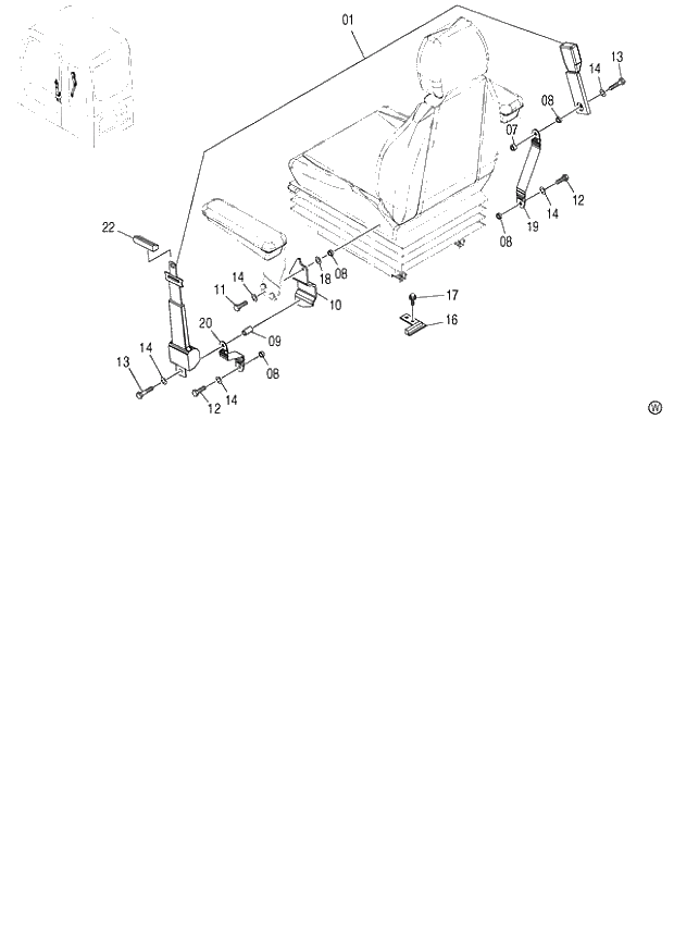 Схема запчастей Hitachi ZX120 - 183_SEAT BELT (SUSPENSION SEAT) NA (060001-). 01 UPPERSTRUCTURE