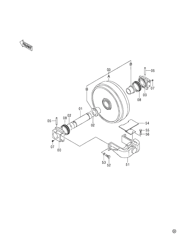 Схема запчастей Hitachi ZX450LC - 007 FRONT IDLER (MT TRACK) (010001-). 02 UNDERCARRIAGE