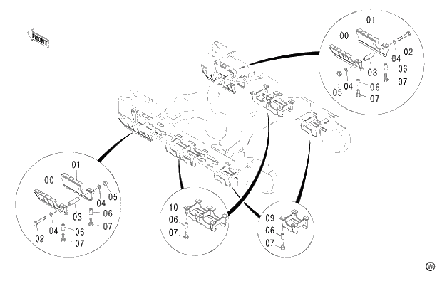 Схема запчастей Hitachi ZX450LC - 025 TRACK GUARD 450LCH,460 (450LCH 010001-460 050001-). 02 UNDERCARRIAGE