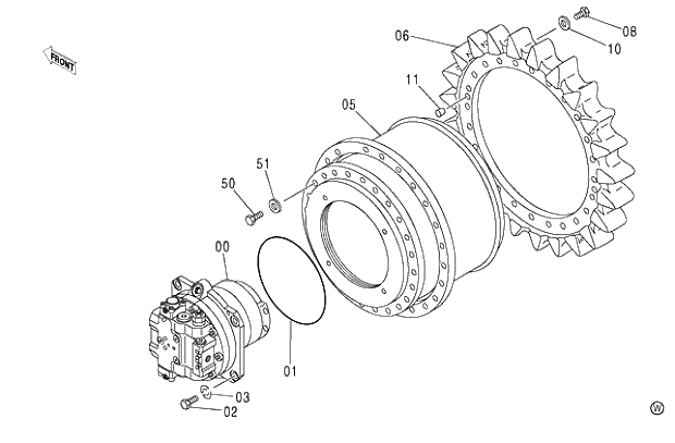 Схема запчастей Hitachi ZX450LC - 046 TRAVEL DEVICE (MT TRACK) (010001-). 02 UNDERCARRIAGE