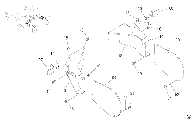 Схема запчастей Hitachi ZX460LCH - 050 TRAVEL PIPING COVER (MT TRACK) (010001-). 02 UNDERCARRIAGE