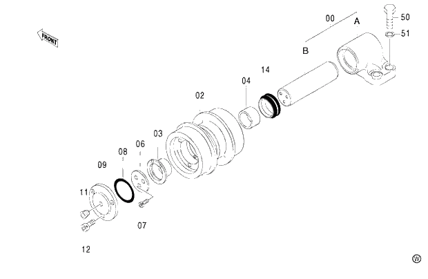 Схема запчастей Hitachi ZX450LC - 053 UPPER ROLLER (MT TRACK) (010001-). 02 UNDERCARRIAGE
