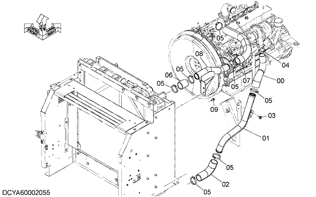 Схема запчастей Hitachi ZX250K-5G - 004 INTERCOOLER PIPING. 02 ENGINE