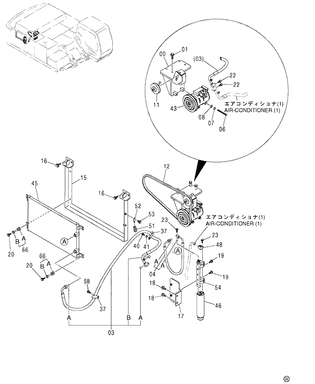 Схема запчастей Hitachi ZX450LC - 005 AIR CONDITIONER (2-2) 450,H,MT,MTH (010001-). 01 UPPERSTRUCTURE