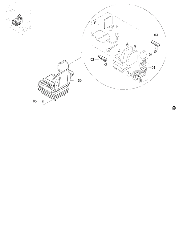 Схема запчастей Hitachi ZX450LC - 010 AIR-SUSPENSION SEAT (WITH HEATER) 460 (050001-). 01 UPPERSTRUCTURE