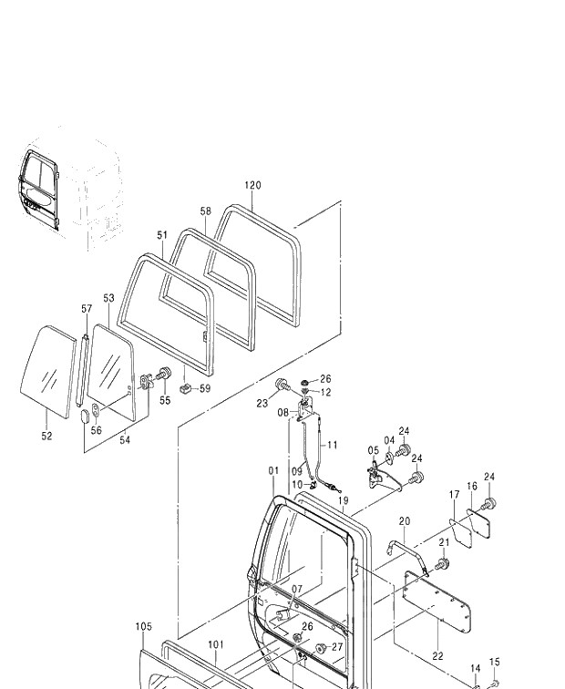Схема запчастей Hitachi ZX450LC - 018 CAB (3) 450,460,MT (450,MT 010001-460 050001-). 01 UPPERSTRUCTURE