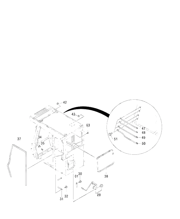Схема запчастей Hitachi ZX450LC - 019 CAB (3) H,MTH (010001-). 01 UPPERSTRUCTURE