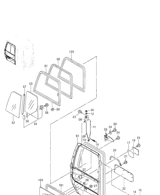 Схема запчастей Hitachi ZX460LCH - 020 CAB (3)(WITH VANDAL HOOK) 460 (050001-). 01 UPPERSTRUCTURE