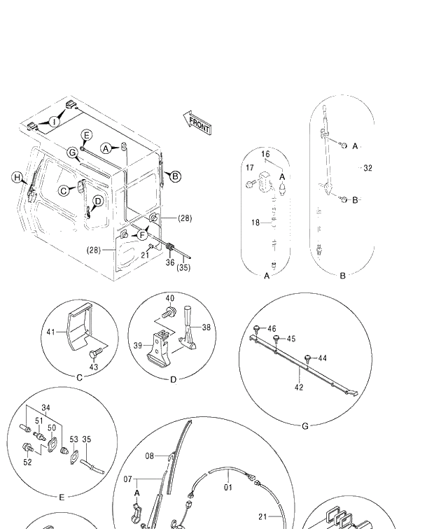 Схема запчастей Hitachi ZX450LC - 036 CAB PARTS H,MTH (010001-). 01 UPPERSTRUCTURE