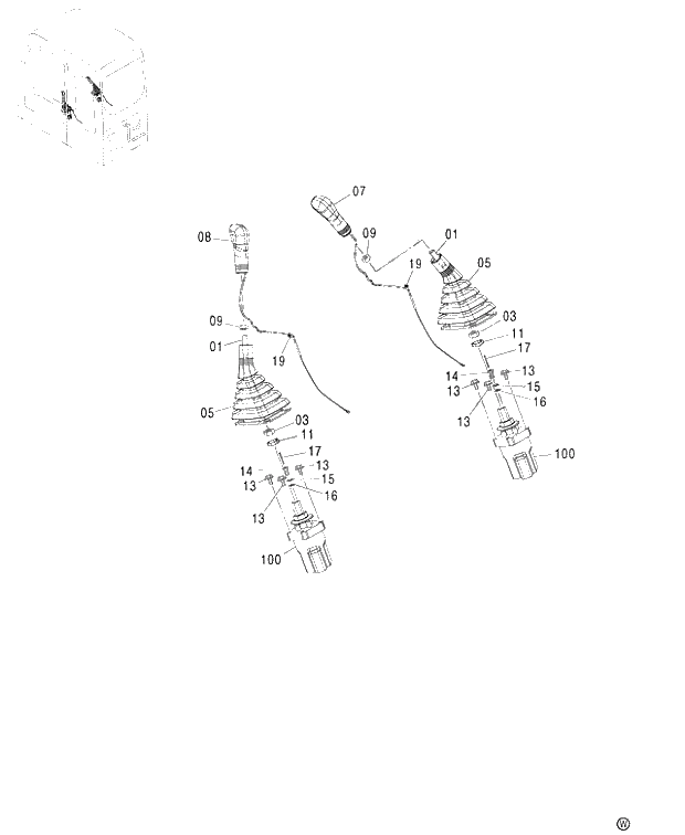 Схема запчастей Hitachi ZX480MT - 045 CONTROL LEVER (FRONT, SWING) (450,H,MT,MTH 010001-460 050001-). 01 UPPERSTRUCTURE