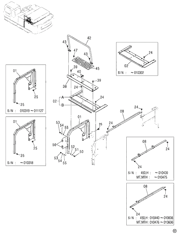 Схема запчастей Hitachi ZX460LCH - 054 COVER (2-1) 450,H,MT,MTH (010001-). 01 UPPERSTRUCTURE