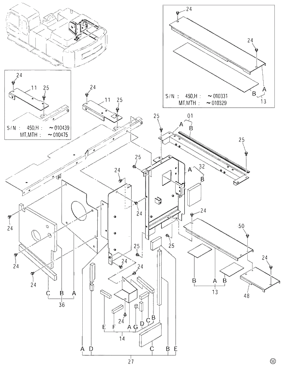 Схема запчастей Hitachi ZX450LC - 060 COVER (2-3)(SOUTH AFRICA TYPE) 450,H (010001-). 01 UPPERSTRUCTURE