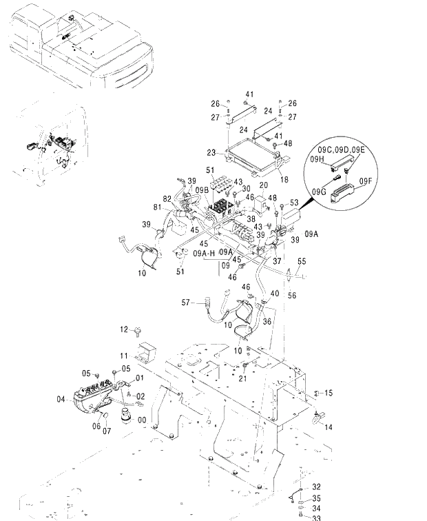Схема запчастей Hitachi ZX450LC - 092 ELECTRIC PARTS (7) 450,H,MT,MTH EXPORT (010001-). 01 UPPERSTRUCTURE
