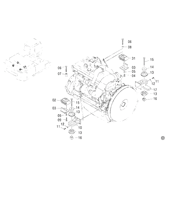 Схема запчастей Hitachi ZX450LC - 101 ENGINE SUPPORT (FIT IN TYPE COUNTERWEIGHT) (450,H,MT,MTH 010001 460 050001). 01 UPPERSTRUCTURE