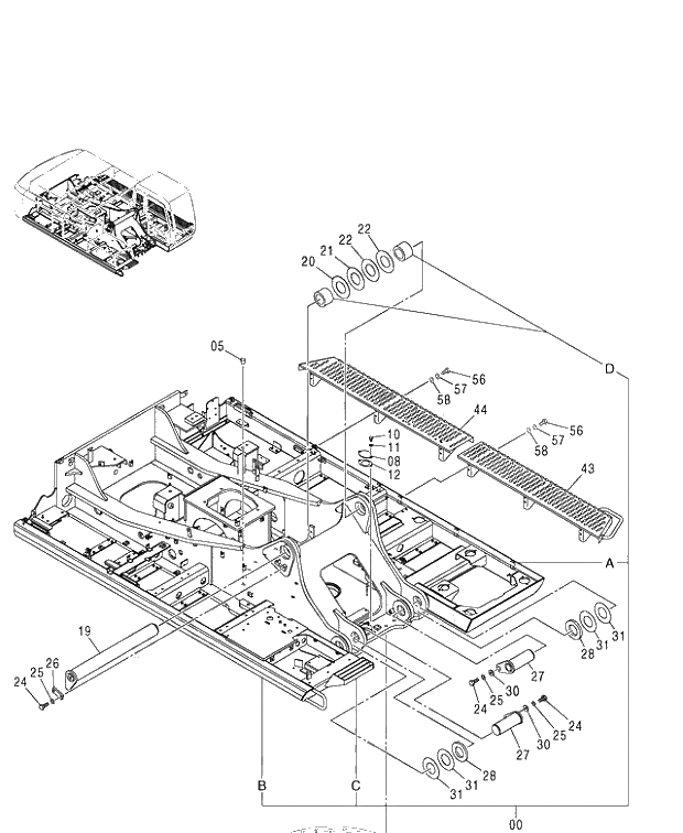 Схема запчастей Hitachi ZX450 - 110 FRAME 1 FIT-IN TYPE COUNTERWEIGHT 460 (050001-). 01 UPPERSTRUCTURE