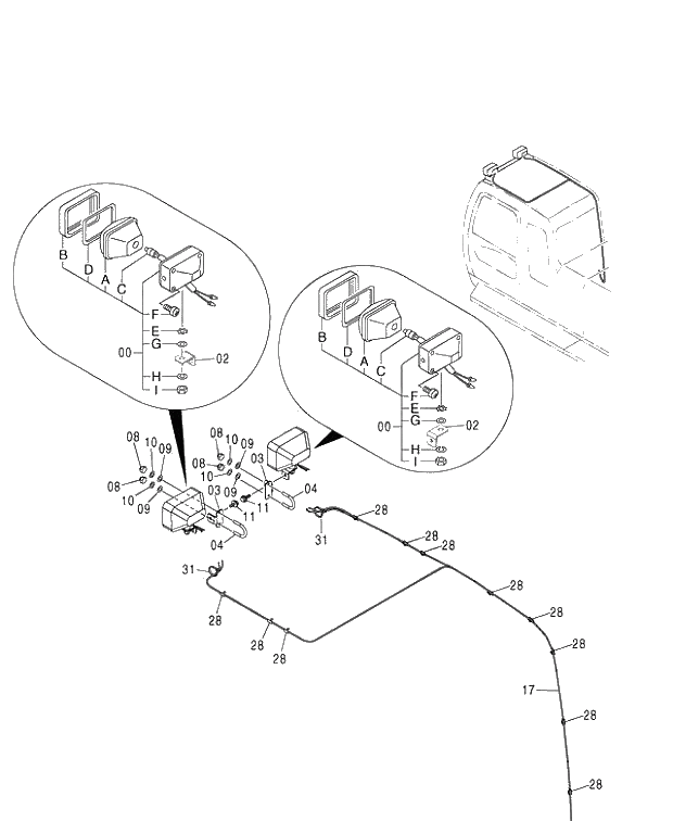 Схема запчастей Hitachi ZX450LC - 126 HEAD LAMP 450 (010001-). 01 UPPERSTRUCTURE