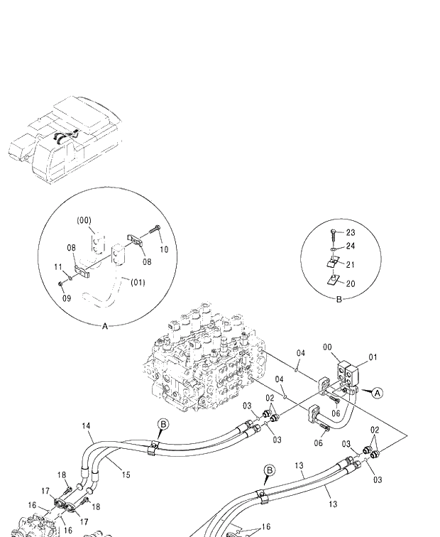 Схема запчастей Hitachi ZX450LC - 134 MAIN PIPING (1) 460 (050001-). 01 UPPERSTRUCTURE
