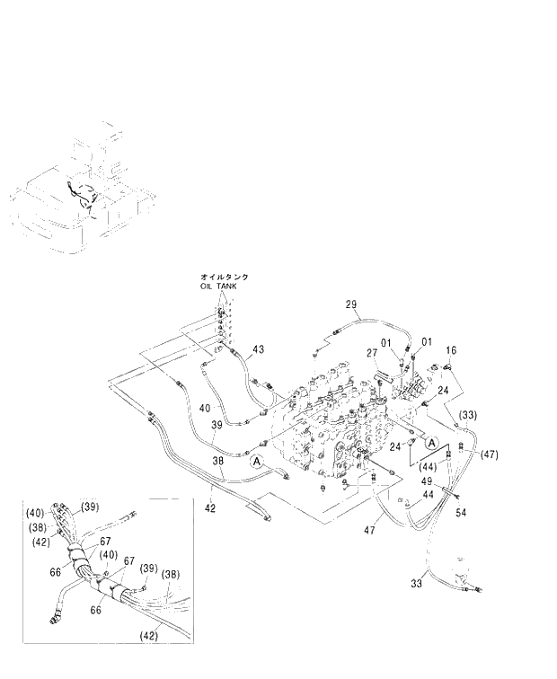 Схема запчастей Hitachi ZX450 - 152 PILOT PIPING (4-1) 450,H,MT,MTH (010001-). 01 UPPERSTRUCTURE