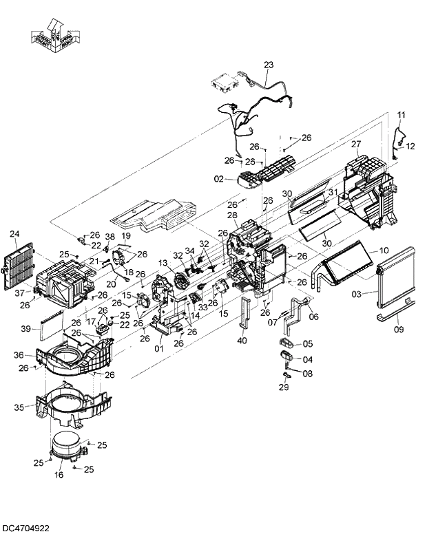 Схема запчастей Hitachi ZX280LC-5G - 002 AIR-CONDITIONER UNIT 10 AIR CONDITIONER HEATER