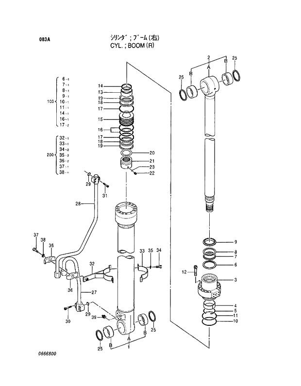 Схема запчастей Hitachi EX130H-5 - 083 CYL.;BOOM (R) 04 CYLINDER