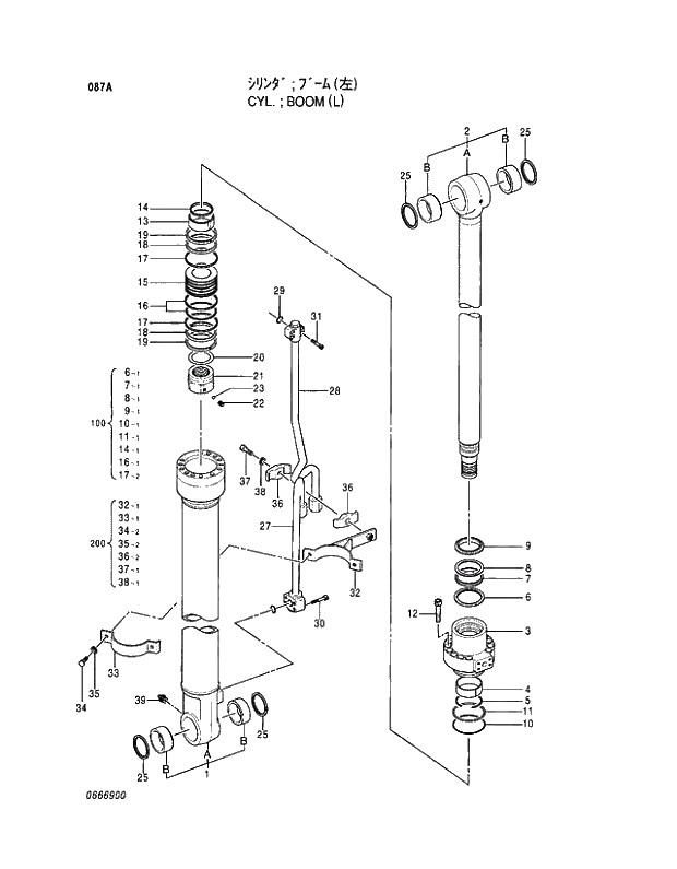 Схема запчастей Hitachi EX130H-5 - 087 CYL.;BOOM (L) 04 CYLINDER