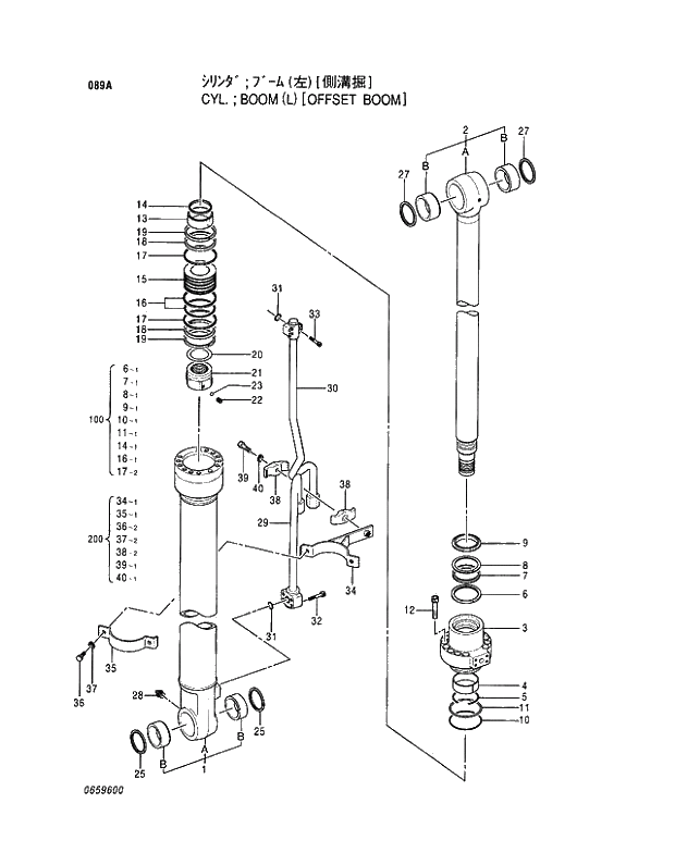 Схема запчастей Hitachi EX120-5 - 089 CYL.;BOOM (L) (OFFSET BOOM) 04 CYLINDER