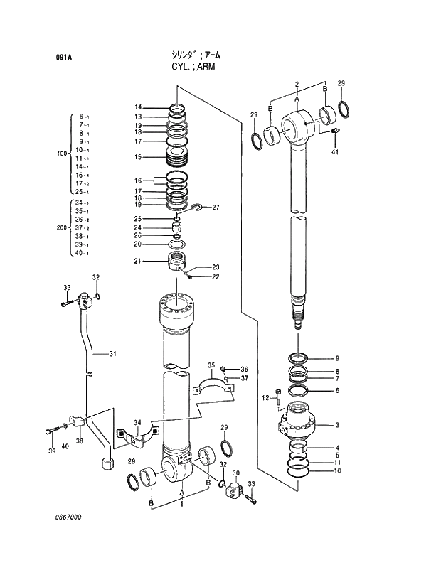 Схема запчастей Hitachi EX130H-5 - 091 CYL.;ARM 04 CYLINDER