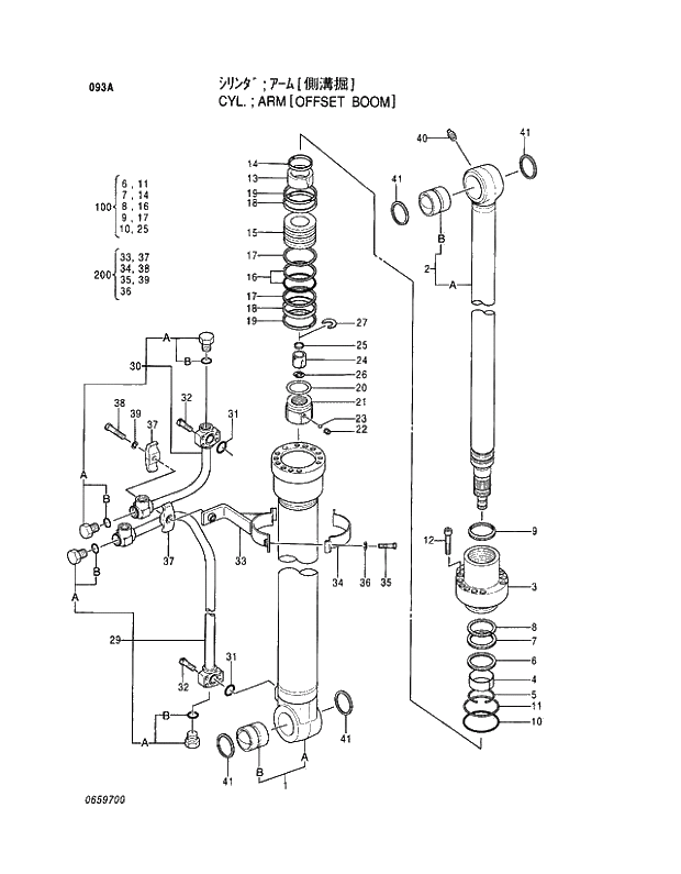 Схема запчастей Hitachi EX120-5 - 093 CYL.;ARM (OFFSET BOOM) 04 CYLINDER