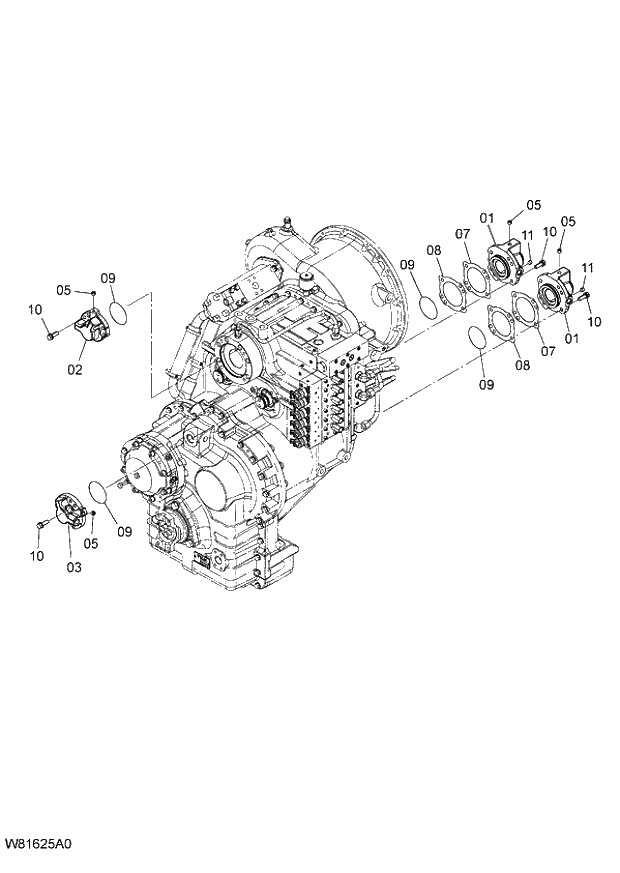 Схема запчастей Hitachi ZW220 - 285_TRANSMISSION (6_22) 6CG,HCG,HEG (005101-009999). 05 POWER TRAIN