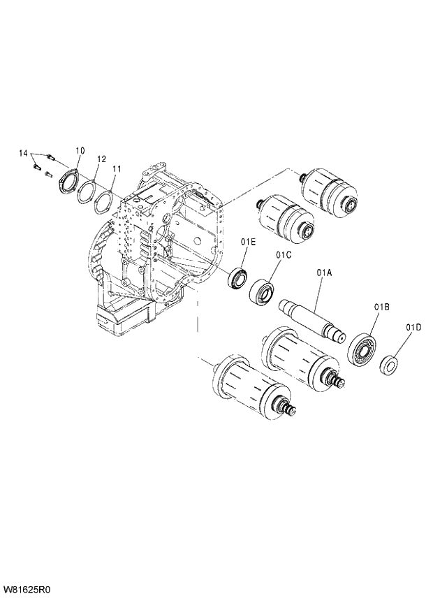 Схема запчастей Hitachi ZW220 - 300_IDLER ASSY 6CG,HCG,HEG (005101-009999). 05 POWER TRAIN