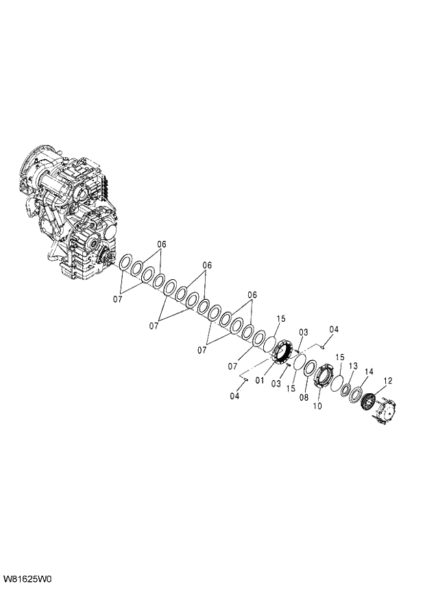 Схема запчастей Hitachi ZW220 - 305_TRANSMISSION (21_22) 6CG,HCG,HEG (005101-009999). 05 POWER TRAIN