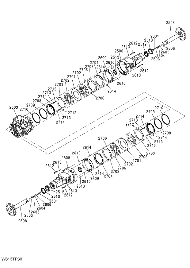 Схема запчастей Hitachi ZW220 - 311_AXLE ASSY (F) (1_4) (TPD) (000101-004999, 005101-). 05 POWER TRAIN