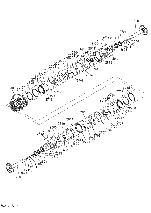 Схема запчастей Hitachi ZW220 - 319_AXLE ASSY (F) (1_4) (LSD) (000101-004999, 005101-). 05 POWER TRAIN