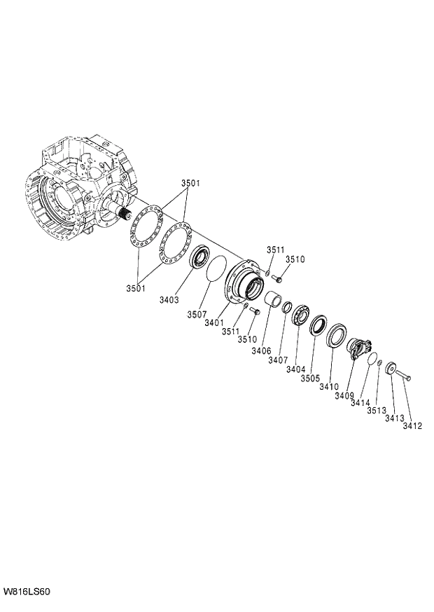 Схема запчастей Hitachi ZW220 - 322_AXLE ASSY (F) (4_4) (LSD) (000101-004999, 005101-). 05 POWER TRAIN