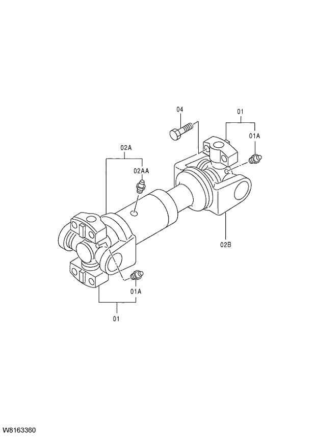 Схема запчастей Hitachi ZW220 - 329_PROPELLER SHAFT (R) 6CG,HCG,HEG (005101-009999). 05 POWER TRAIN