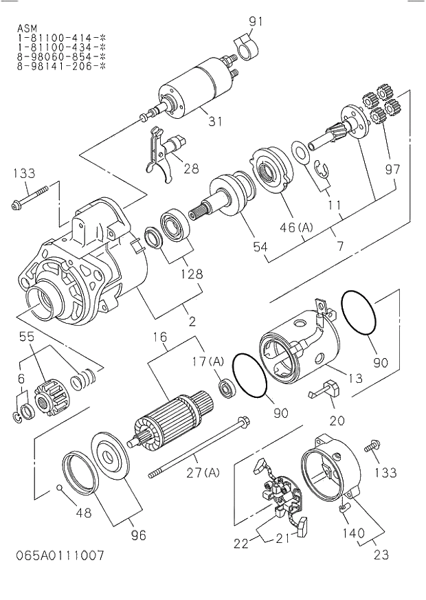 Схема запчастей Hitachi ZW250 - 065_STARTER (200509-). 065_STARTER (200509-).