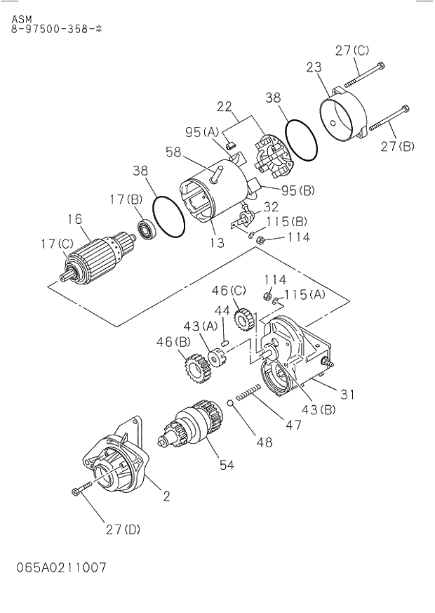 Схема запчастей Hitachi ZW250 - 065_STARTER (200509-). 065_STARTER (200509-).
