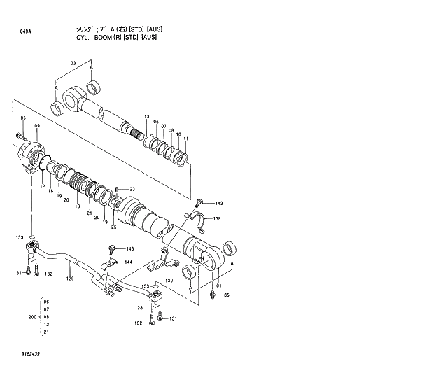 Схема запчастей Hitachi EX230H-5 - 049 BOOM CYLINDER (R)(STD)(AUS) 03 CYLINDER