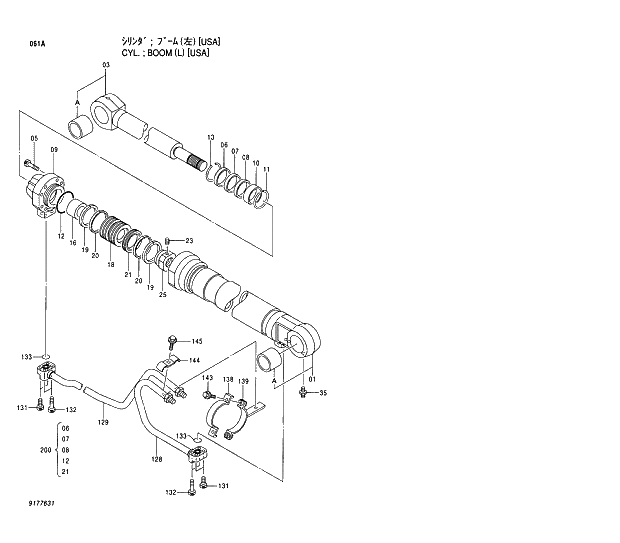 Схема запчастей Hitachi EX230H-5 - 061 BOOM CYLINDER (L)(USA) 03 CYLINDER