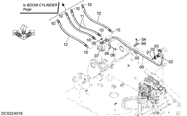 Схема запчастей Hitachi ZX210H-5G - 001 MAIN PIPING (1) 05 HYDRAULIC PIPING (MAIN)