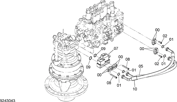 Схема запчастей Hitachi ZX210H-5G - 003 MAIN PIPING (3) 05 HYDRAULIC PIPING (MAIN)