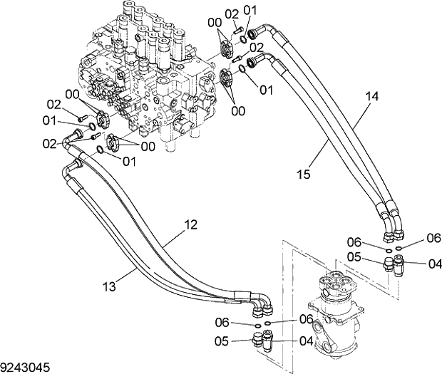 Схема запчастей Hitachi ZX210LCH-5G - 004 MAIN PIPING (4) 05 HYDRAULIC PIPING (MAIN)