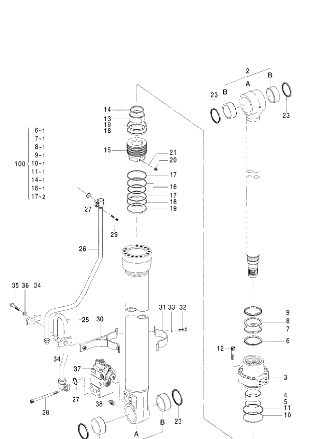 Схема запчастей Hitachi ZX140W-3 - 404 CYL. BOOM (R)(WITH HOLDING VALVE)(MONO BOOM) ( CEB CED 002001-,005001- CEA 020001-,050001-). 05 CYLINDER