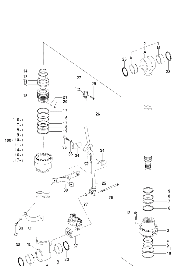 Схема запчастей Hitachi ZX140W-3 - 408 CYL. BOOM (L)(WITH HOLDING VALVE) MONO BOOM ( CEB CED 002001-,005001- CEA 020001-,050001-). 05 CYLINDER