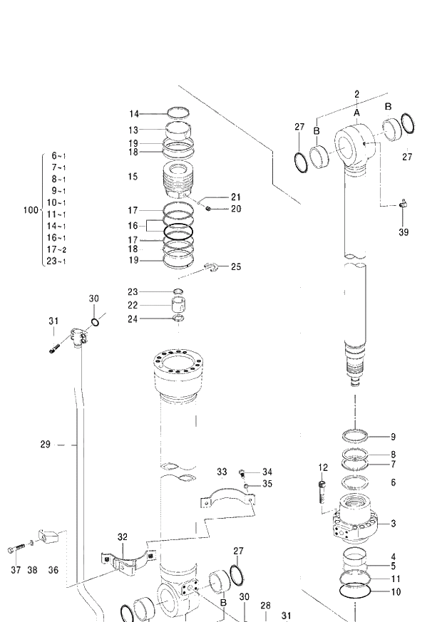 Схема запчастей Hitachi ZX140W-3 - 411 CYL. ARM ( CEB CED 002001-,005001- CEA 020001-,050001-). 05 CYLINDER